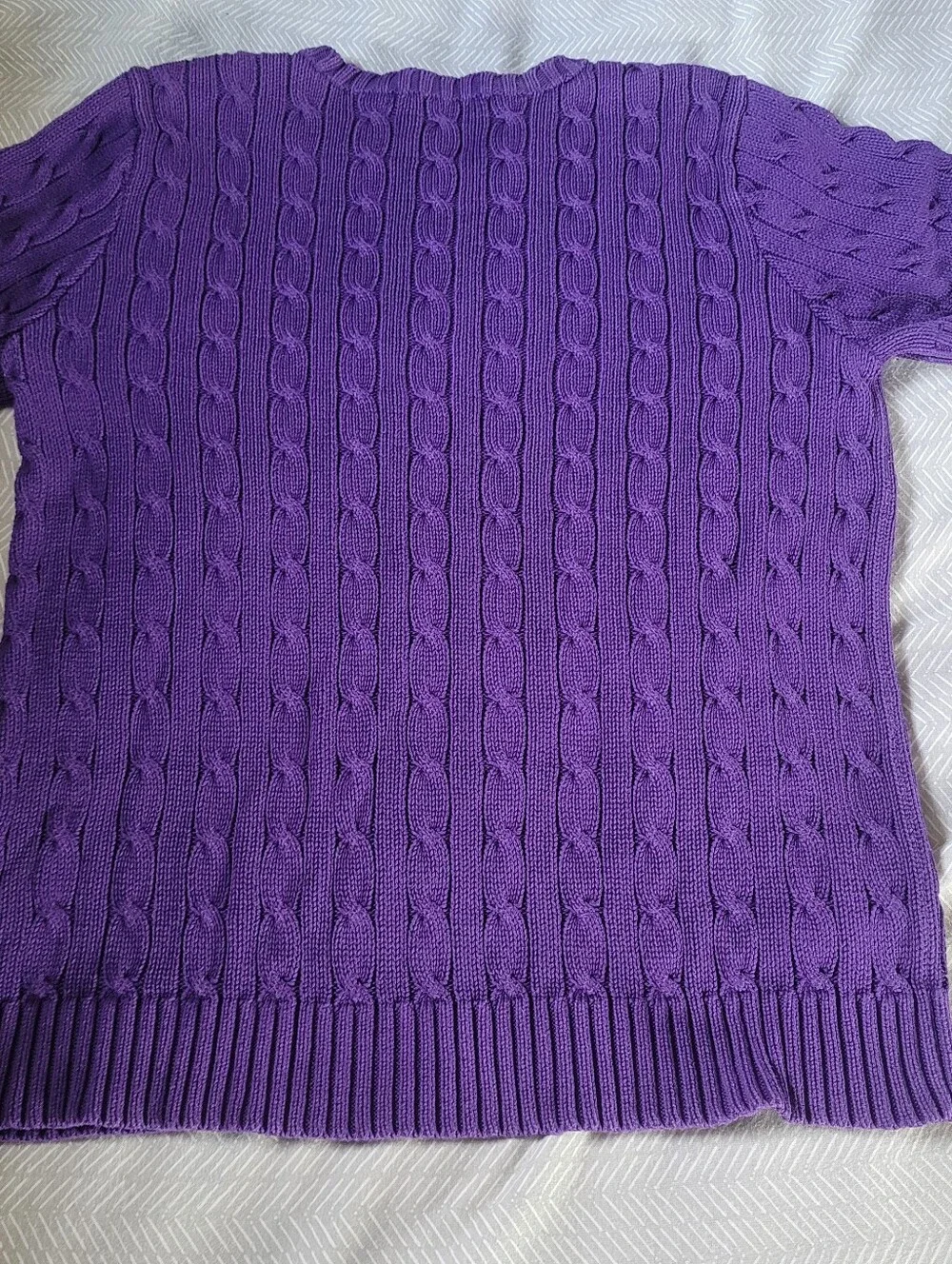 Ralph Lauren Cableknit Sweater Crewneck Short Sleeve Purple XL Vintage 90s - Picture 6 of 8